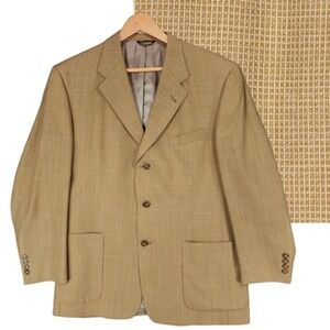 Vtg Hart Schaffner Marx Sport Coat sz 44R Men Wool Cognac Beige Nordstrom Preppy